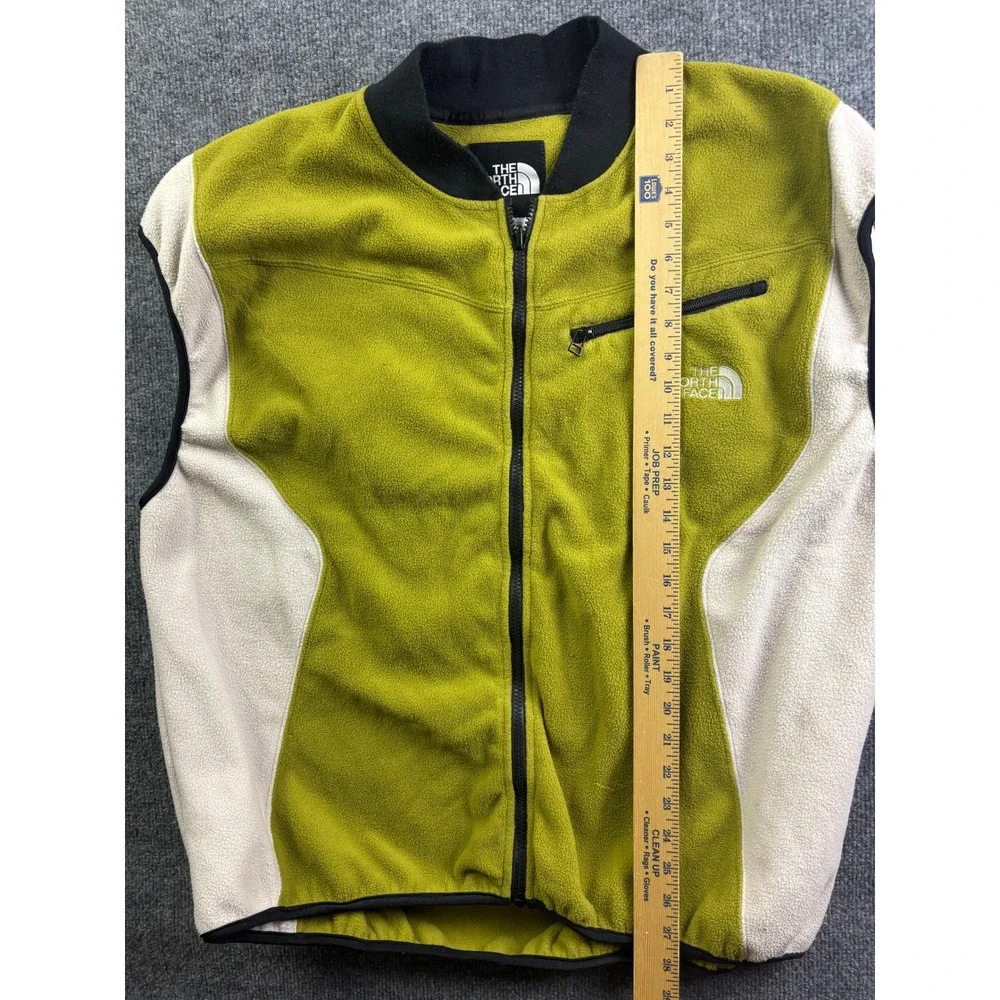 Vintage The North Face Fleece Vest Mens XL Lime‎ Green Cream Full Zip Colorblock